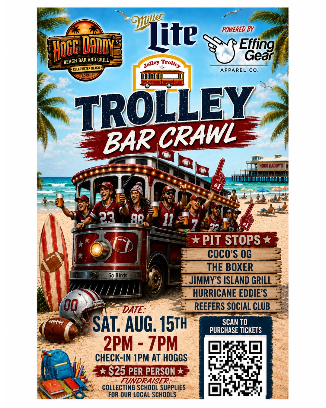 The Famous Trolley Bar Crawl - Football Theme